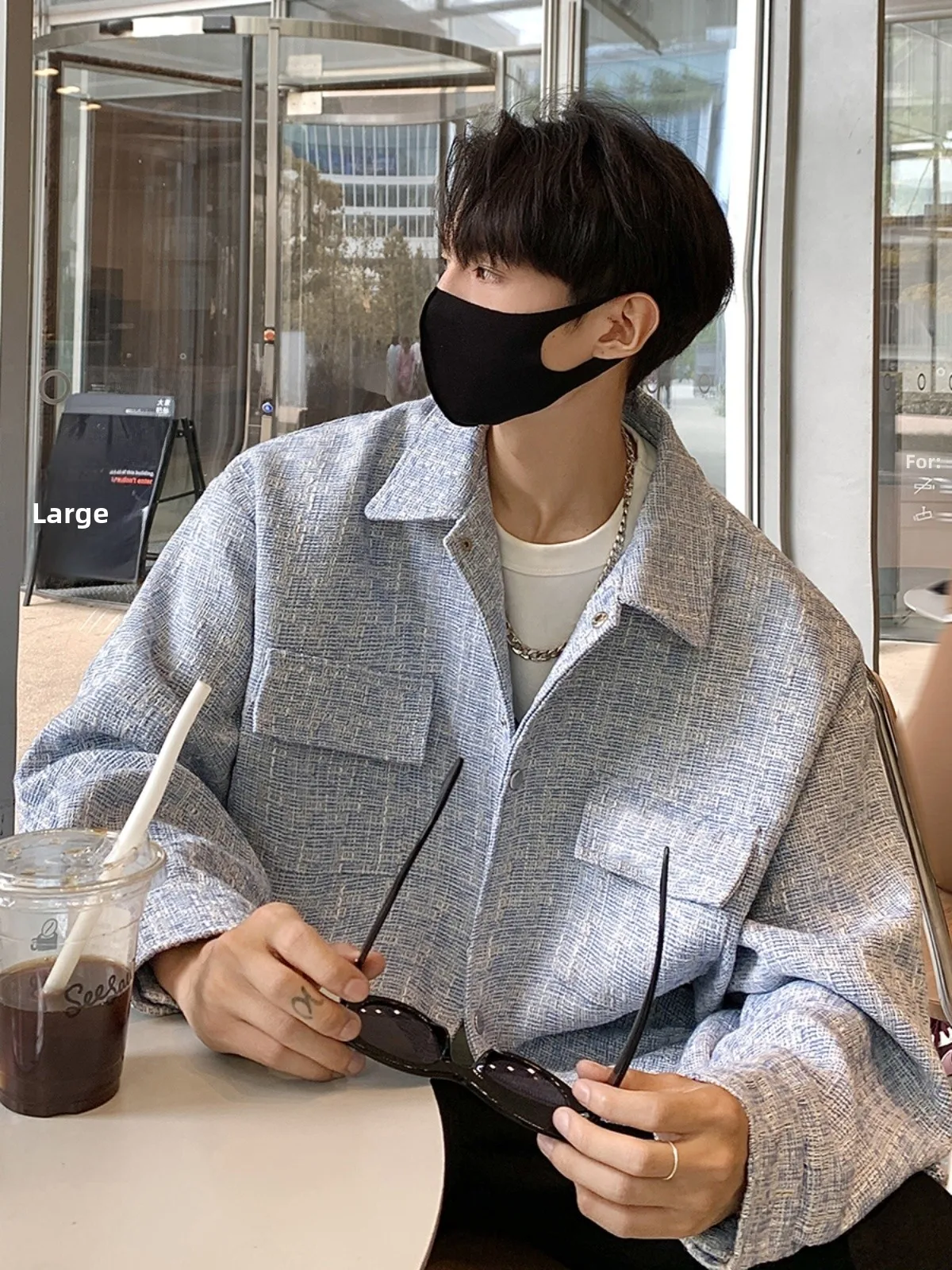 

Faionable American High Street Sle Men's Jaet Perfume Wind Flip Collar Coat Spring Autumn Anti-Wrinkle Long Sve Oute...