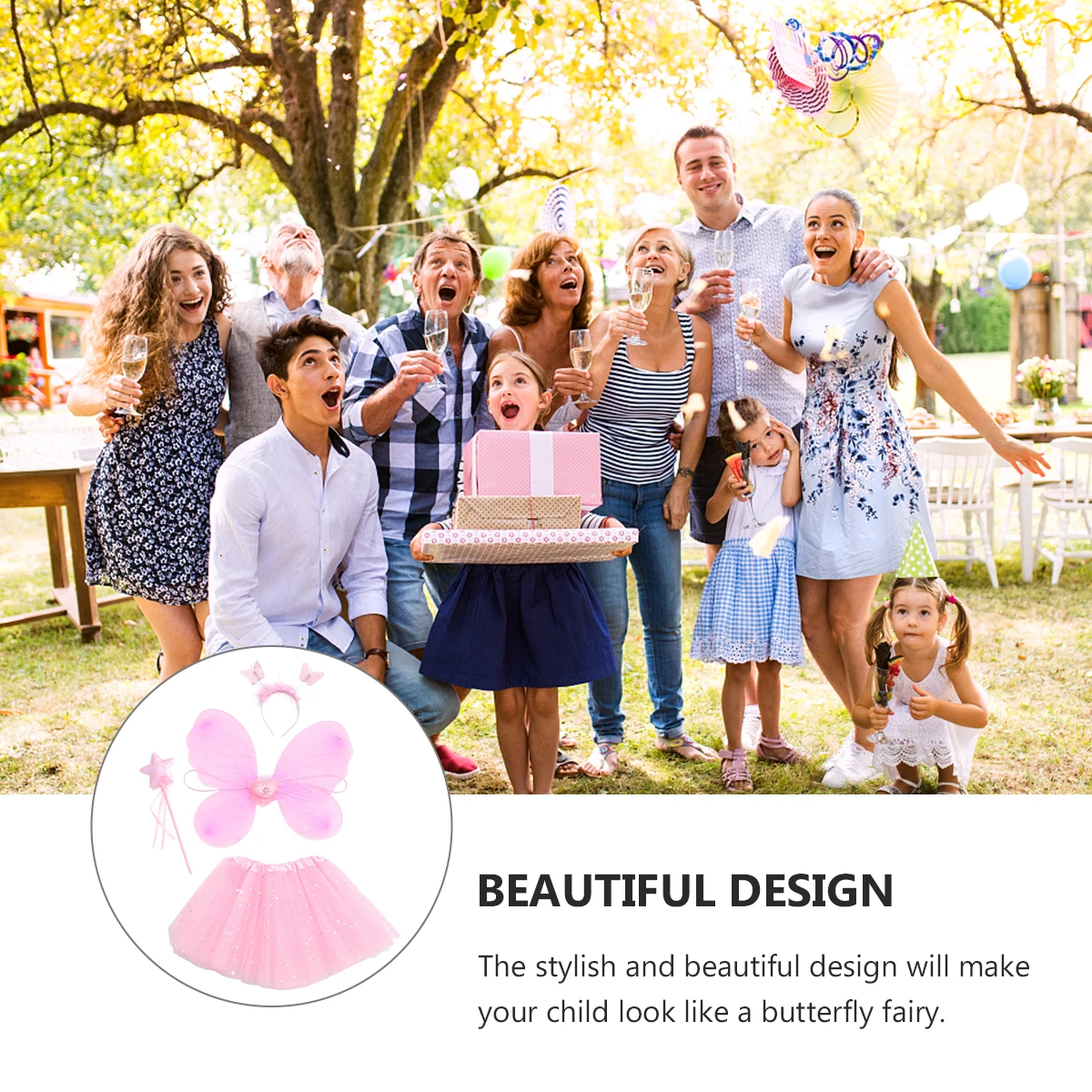 

1 set 1 Set Fairy Skirt Girls Party Costume Premium Comfortable Skin-Friendly Stylish Elegant Performance For Birthday Festival