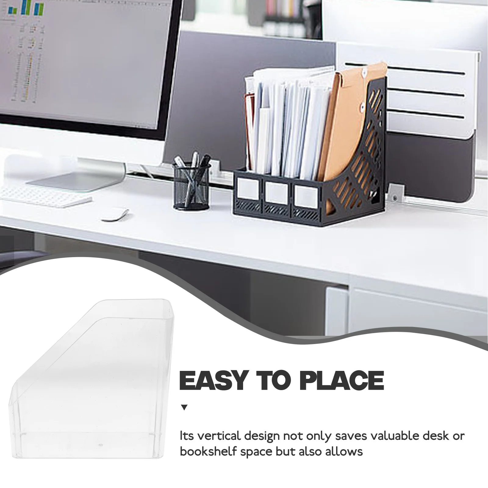 

File Box Organizer Transparent Pet Desk Storage Holder For Office Home School Study Magazine Rack Book Organizer