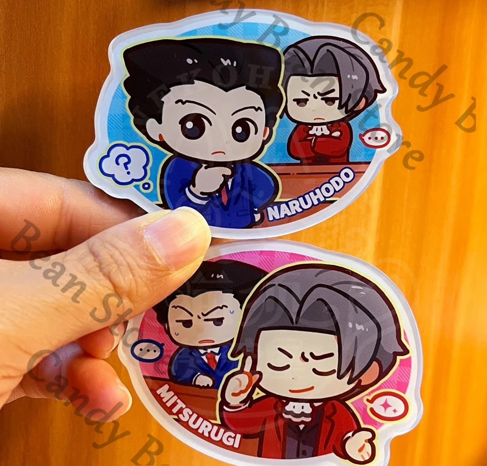 Aimant de réfrigérateur en acrylique Anime Ace Attorney Miles Edgeworth Phoenix Wright Cosplay, autocollant de dessin animé, badge, cadeau