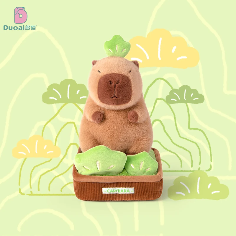 Kawaii Potted Plant Capybara Plush Stuffed Comfort Toy Simulation Animal Doll Soft Children's Toy Birthday Gift Room Home Decor