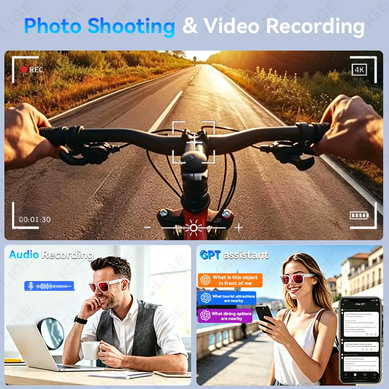 แว่นตาอัจฉริยะ LIGE 4K 13MP กล - Smart Glasses Lens บทวิจารณ์และราคา