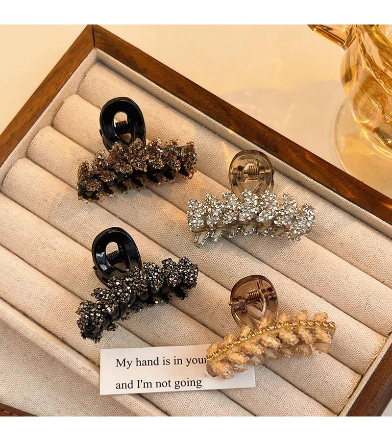 Hair Claw Clip Rhinestone Wheat Small Premium Women Half Updo Back Head Shark Clip Side Bangs Hair Accessories Elegant New Soft