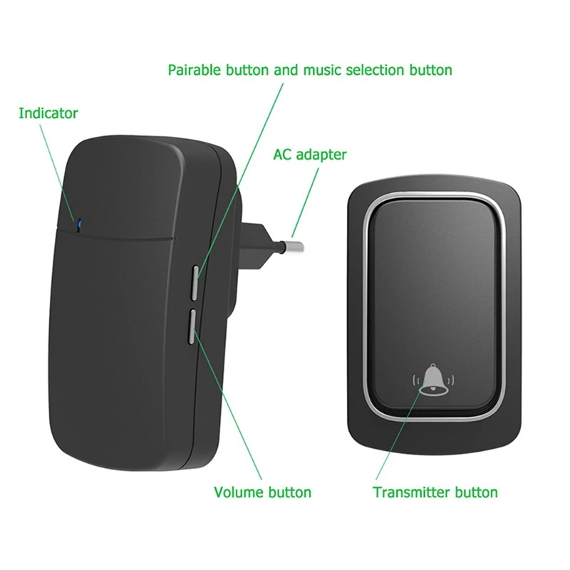 Self Powered Wireless Doorbell No Battery Waterproof Door Bell Chime Ring Elderly Caller Home Security Device