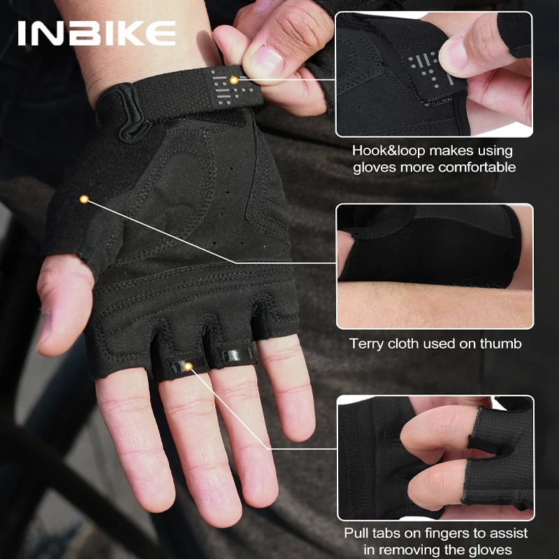 INBIKE Men\'s Cycling Gloves Half Finger Summer MTB Gloves Shock-absorption Mountain Bike Gym Sports Gloves Cycling Accessories