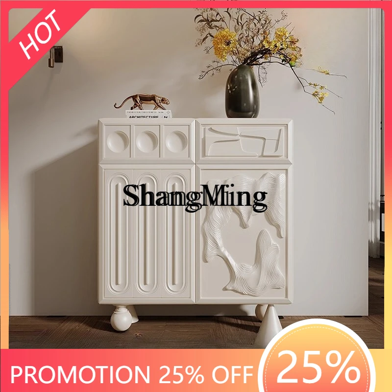 

FG good-looking cabinet integrated against the wall entrance modern light luxury high-grade solid wood storage side cabinet