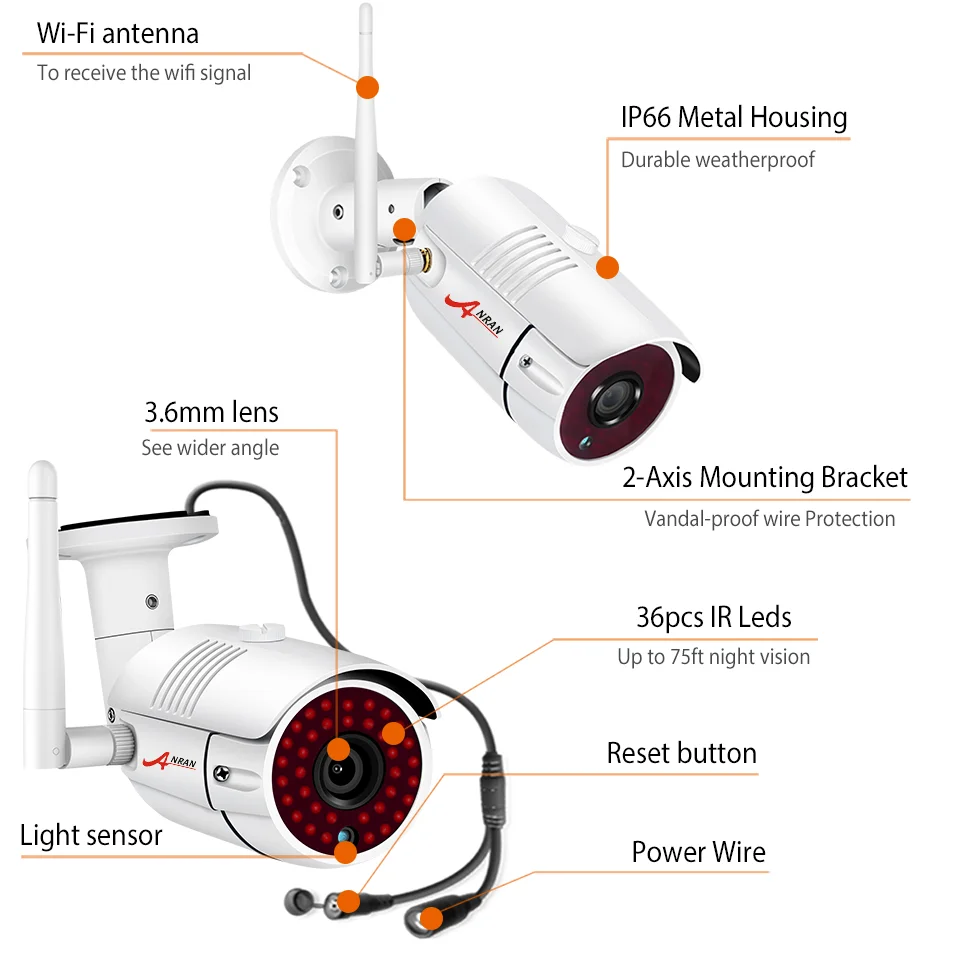 Kit de cámara de seguridad inalámbrica, sistema de vigilancia con visión nocturna, Wifi, exterior, 5MP, 8 canales, NVR, 1920P