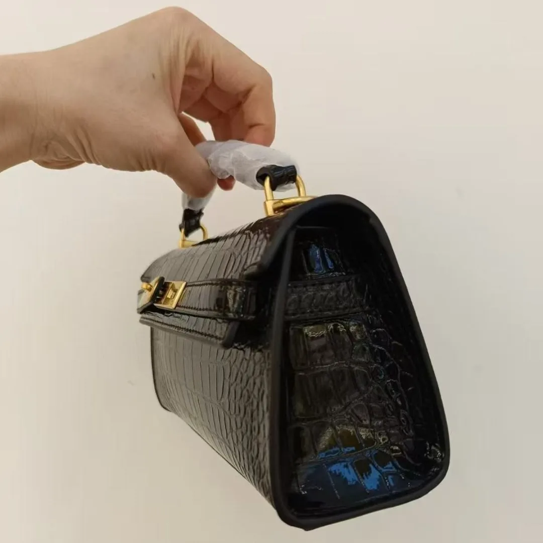 حقيبة بمقبض علوي من جلد التمساح المنقوش حقيبة كتف كروسبودي للنساء حقائب يد فاخرة جديدة