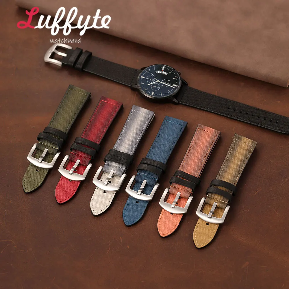 20mm 22mm Men Women Vintage Nylon Canvas Watch Strap Personality Comfortable Replacement Strap Watch Accessories