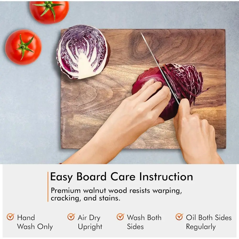 Tábuas de cortar de nogueira preta americana, conjunto de 2, 12x9 e 15x12, reversíveis com ranhuras de suco, presente de cozinha