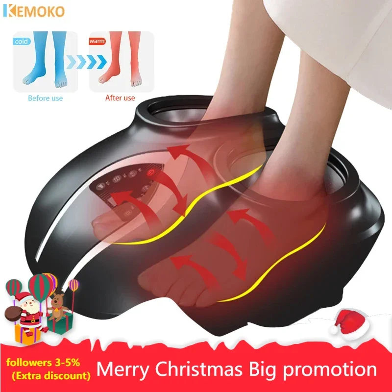 Electric Shiatsu Foot Massager Machine Soothing Heat Muscle Relax Deep Kneade Therapy Air Compression Blood Circulation Wellness