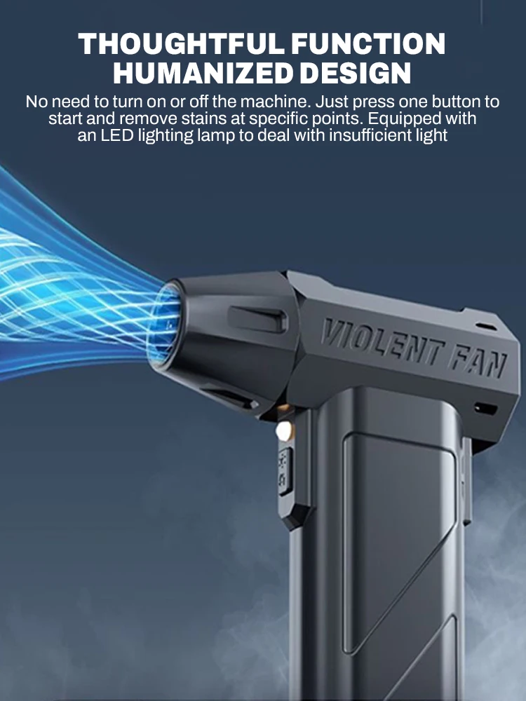 Ventilatore a getto multifunzionale portatile 300000 giri/min Mini soffiatore per polvere Palloncino Soffiatore per neve Materasso ad aria Letto Torcia a LED da campeggio 3 velocità