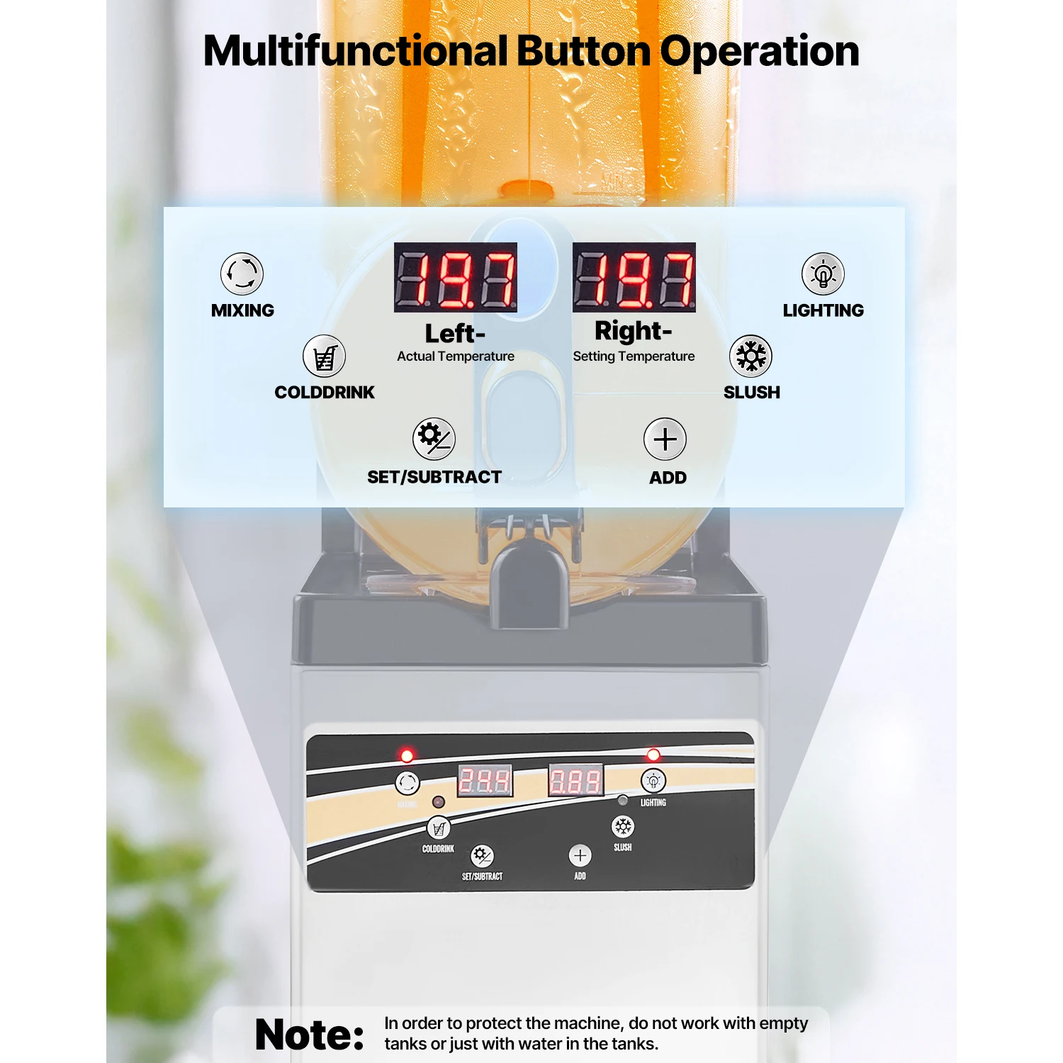 Succebuy 15L Commercial Frozen Drink Maker Single Tank Slushy Machine,Slushie Maker for Home Party Restaurants Cafe Bars