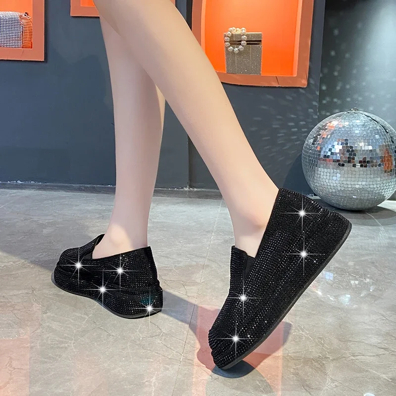 2024 Frühling/Sommer Frauen Wasser Diamant Modedesigner flache Schuhe lässig dicken Boden Luxus Einzels chuhe Zapatos de Mujer