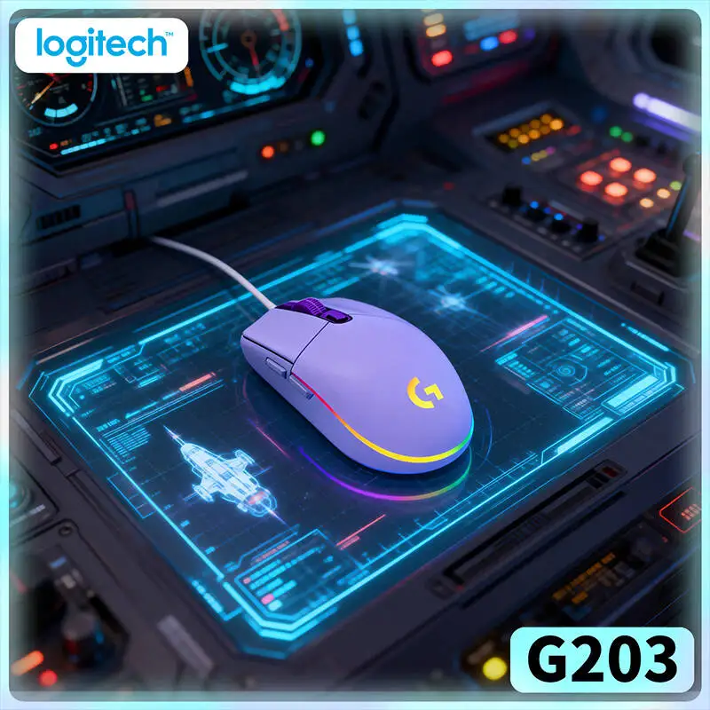 

Игровая мышь Logitech G203 LIGHTSYNC проводная, 8000 DPI, 16,8 млн RGB-цветов, 6 кнопок, встроенная память, стабильная работа