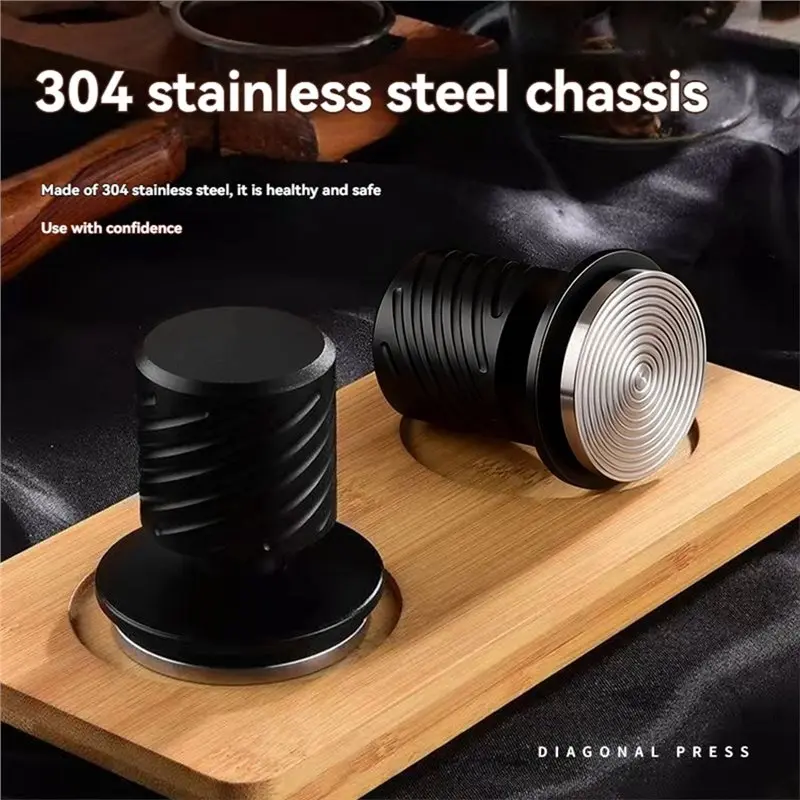 B23B Calibrated Spring Loaded Coffee Tamper Constant Force Impact Espresso Tamper With Ripple Base