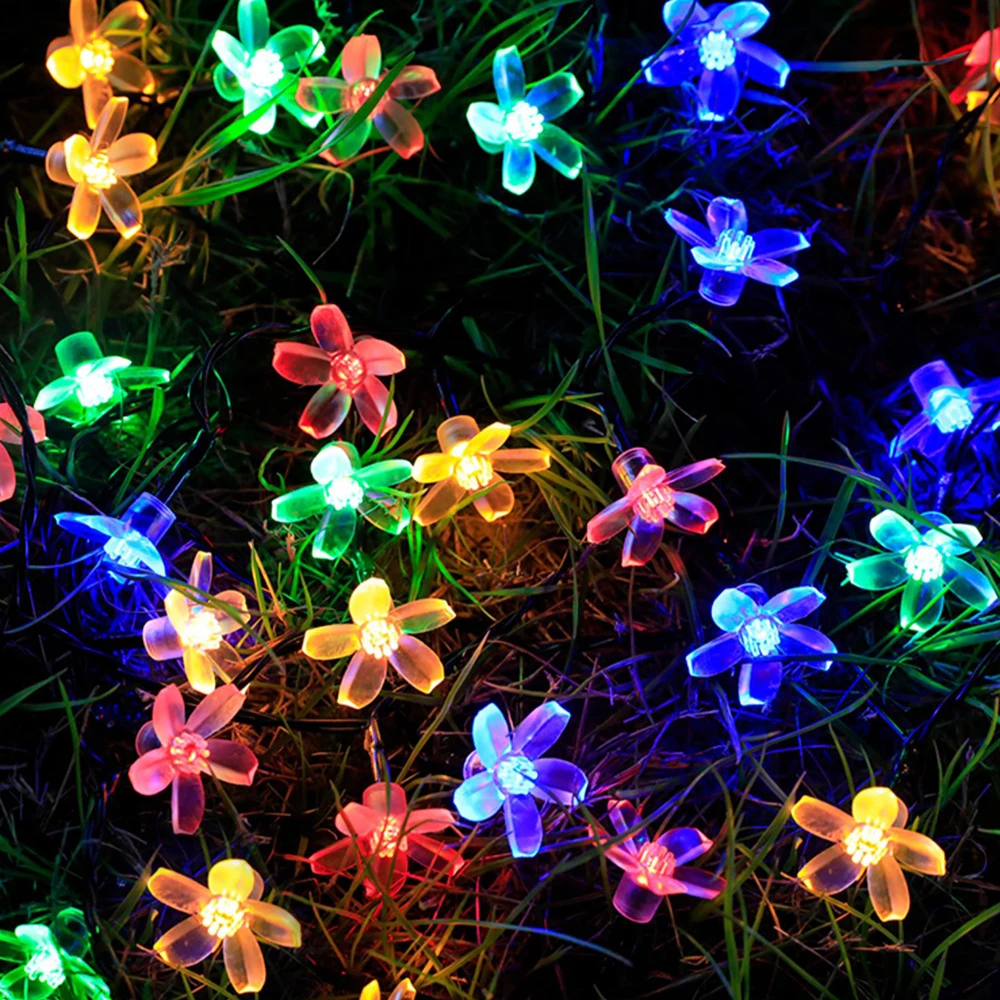 Imagem -05 - Luzes de Cherry Blossom Led String Alimentado por Bateria Guirlanda de Fadas Cordas de Iluminação Impermeável Flores de Cristal Natal Decoração