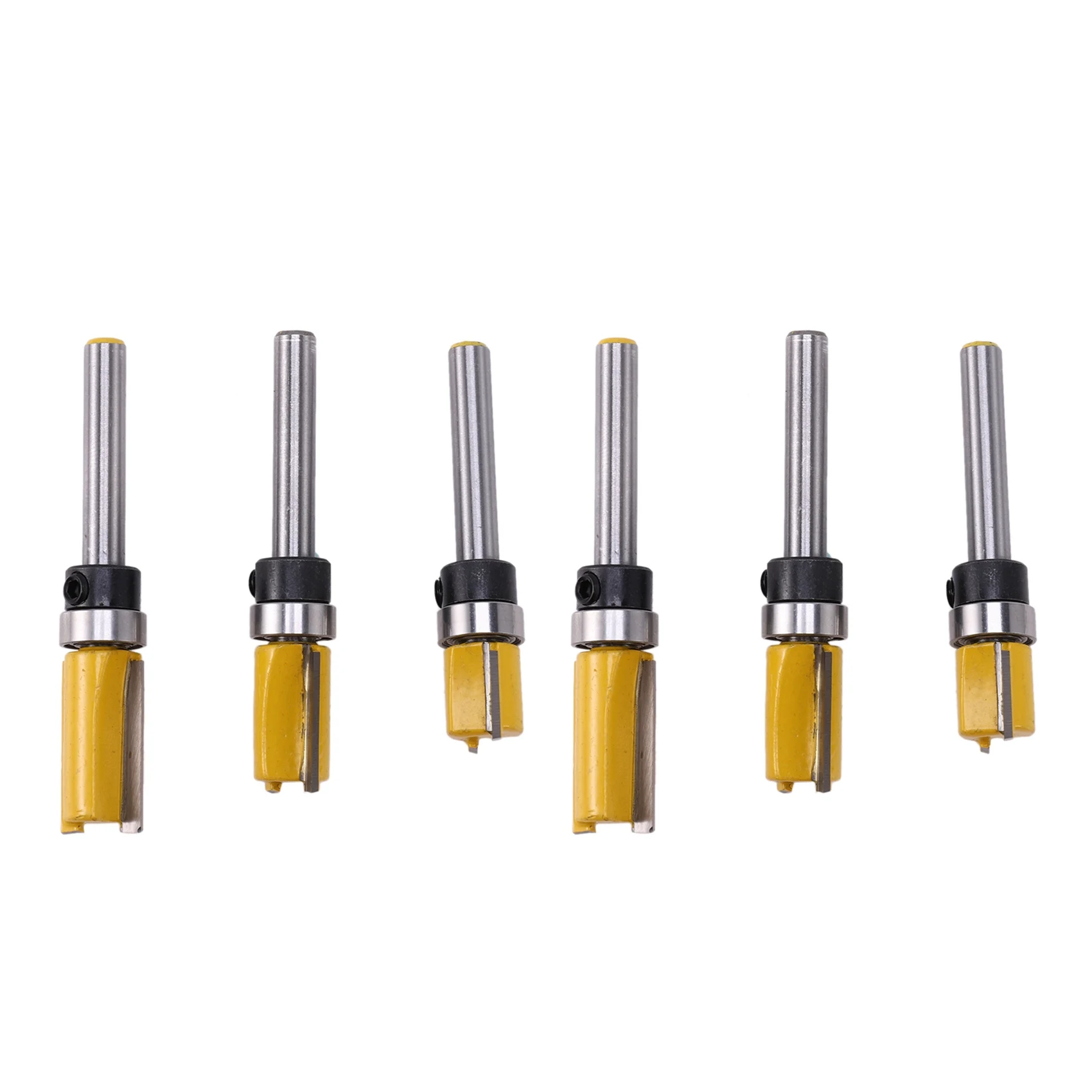 

ABBY-6Pcs 1/4 Inch Flush Trim Router Bit Pattern Bit Top & Bottom Bearing 1/2 Inch Blade Template Edge Wood Trimmer Cutter