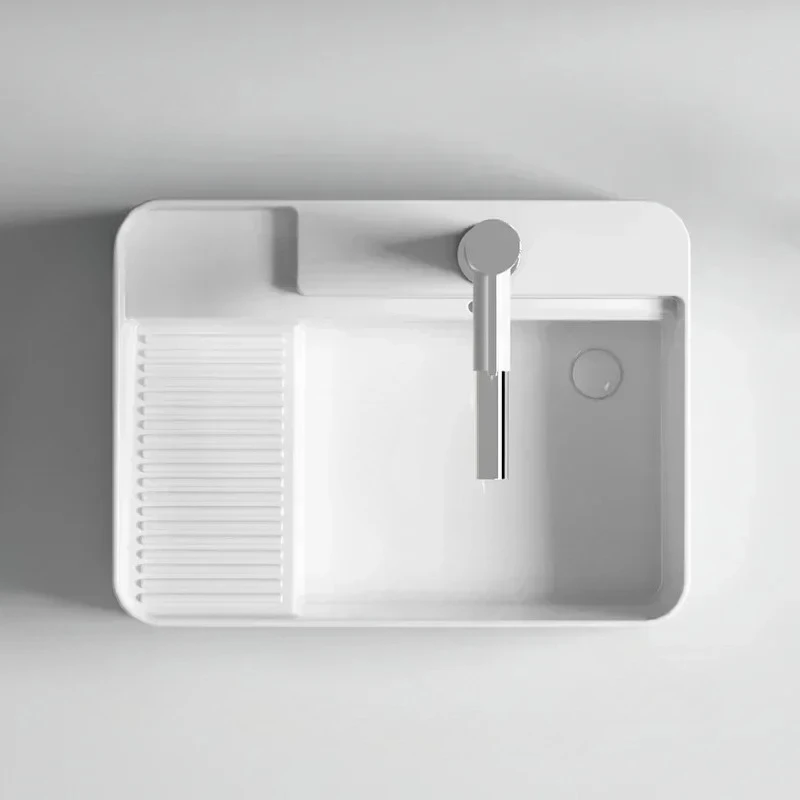 Size Bathroom Sinks Washing Machine Cabinet Side Drainage Washbasin with Washboard U Italian Above Counter Basin Balcony Small