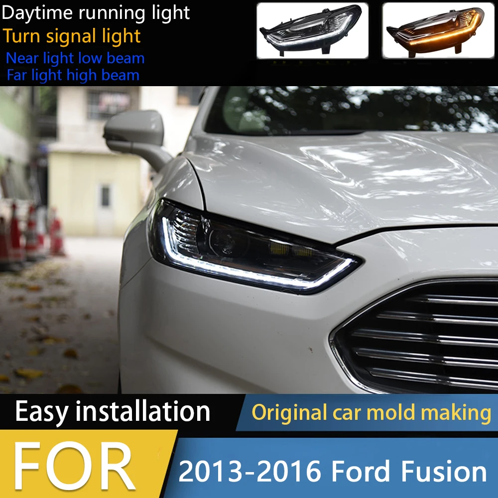 

Стайлинг автомобиля для фар Ford Fusion 2013-2016 Mondeo, светодиодные фары H7 D2H Hid, динамический сигнал, биксеноновые светодиодные аксессуары