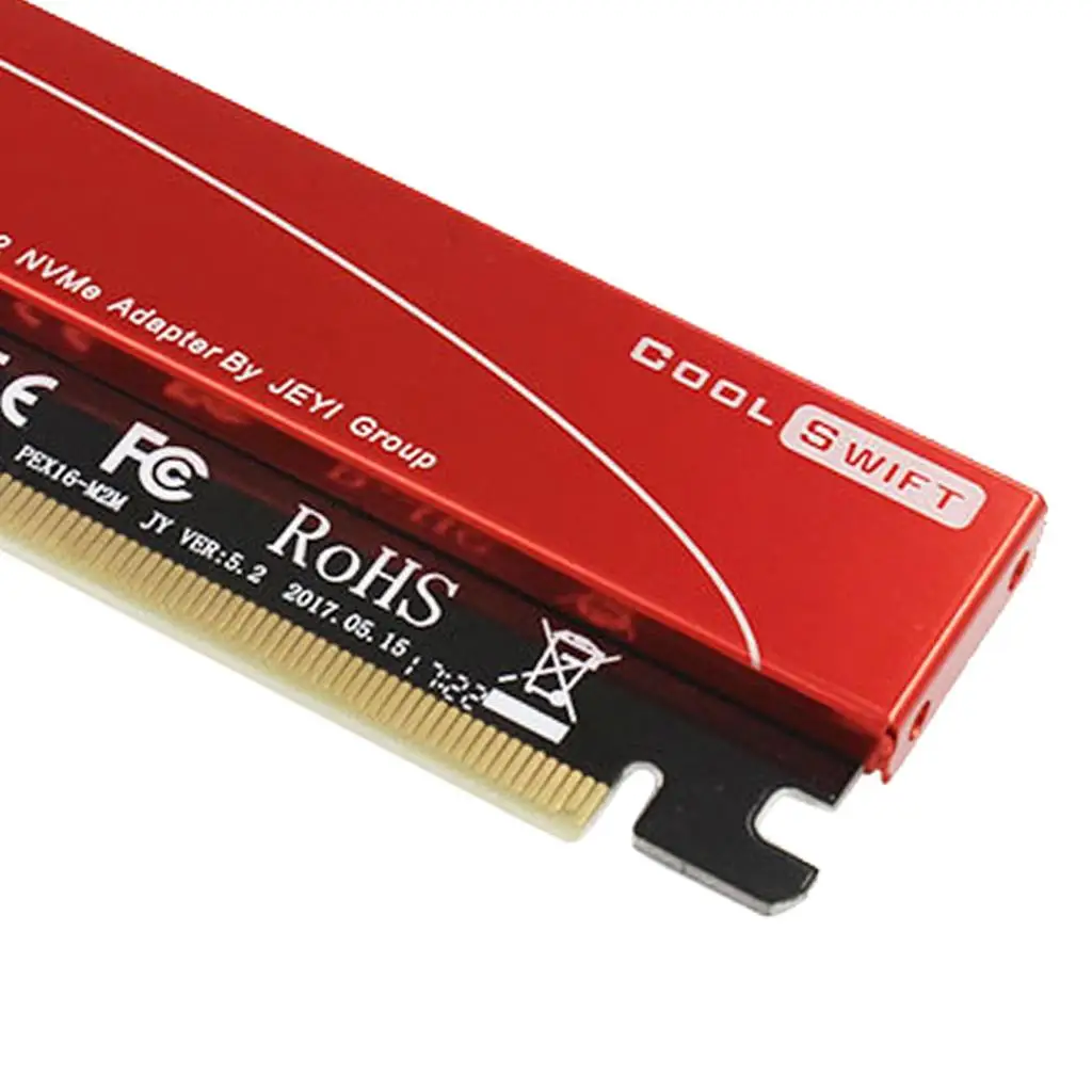 M2 Nvme SSD to PCI-E X16 Converter Card Durable Aluminum Shielding for Desktop Motherboard