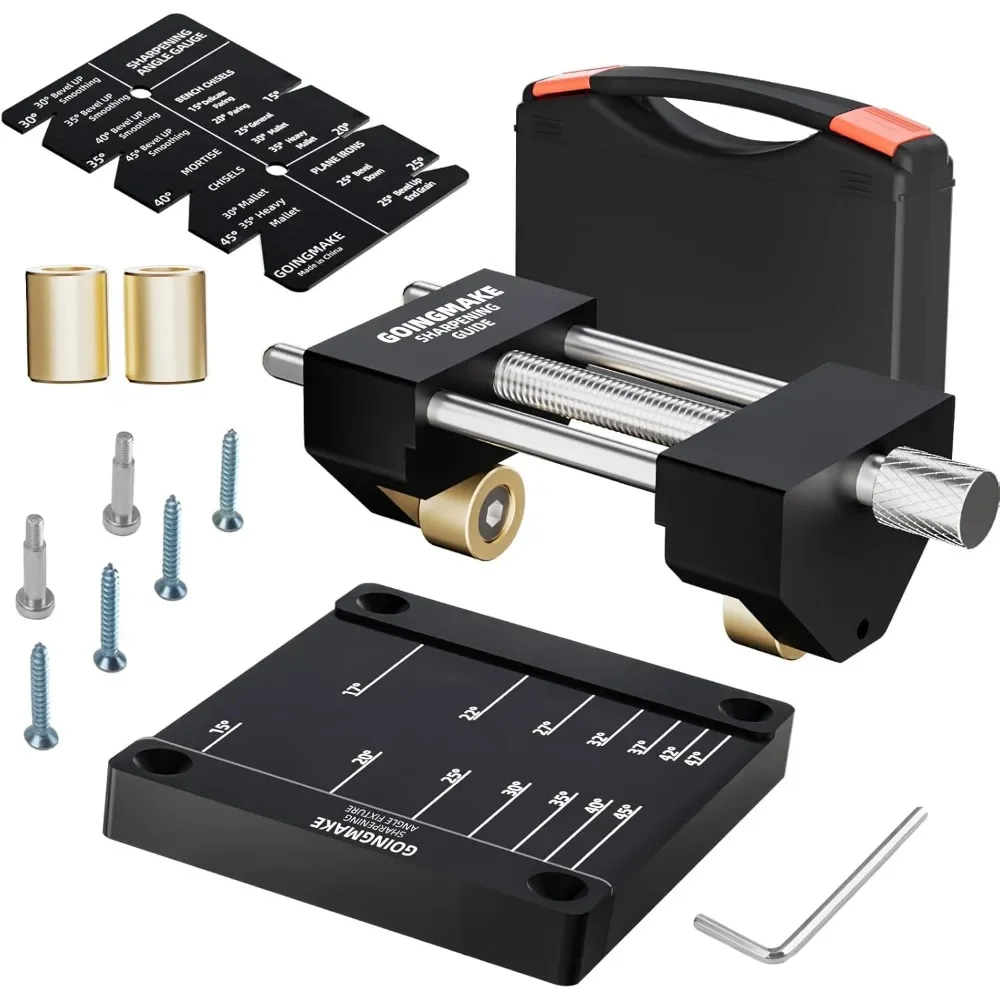 Woodworking Chisel and Plane Sharpening Kit Honing Guide System with Angle Fixture Gauge Storage Case
