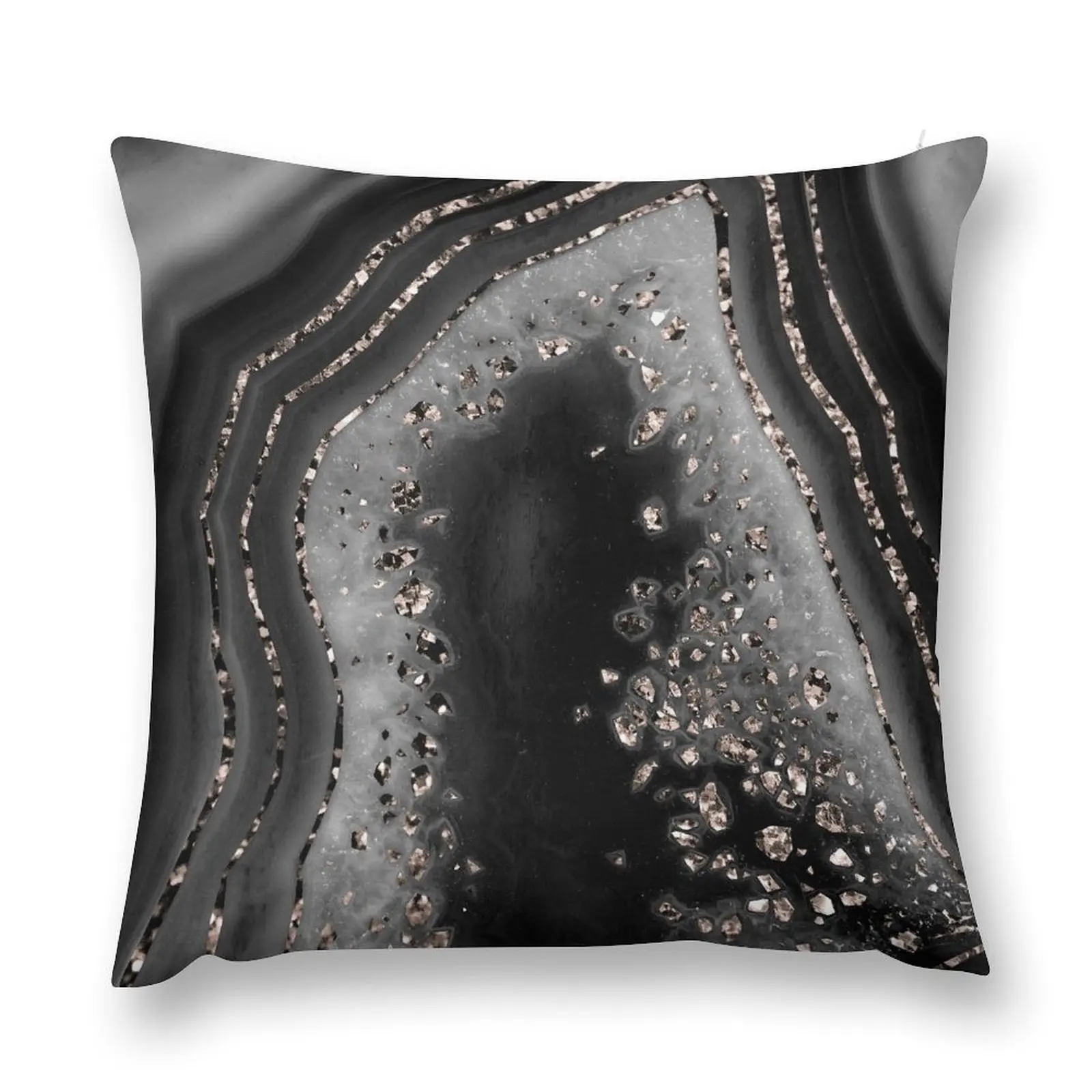 

Agate Rose Gold Glitter Glam Night #1 (Faux Glitter) #gem #decor #art Throw Pillow christmas supplies pillow