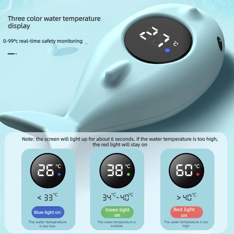 Cartoon Animal Bathtub Thermometer for Newborn Bathing, Digital Water Temperature Tester with LED Display 1