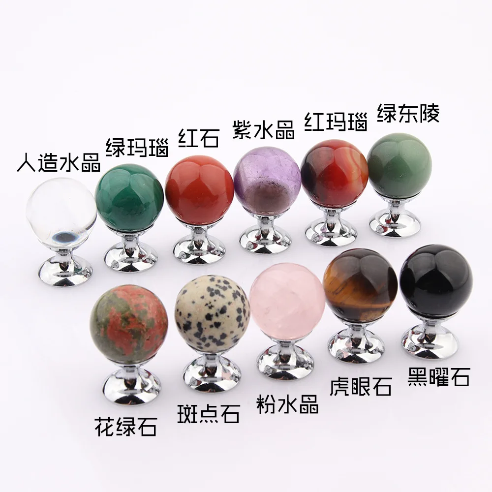 Natural mineral 20mm cabinet handle gemstone crystal drawer cabinet wardrobe door gift box round handle