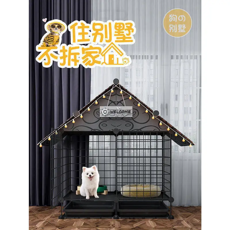 Dog Cage Small Dog Villa with Toilet Separation Small Dog Pomeranian Teddy Kennel Pet Fence Fence Indoor