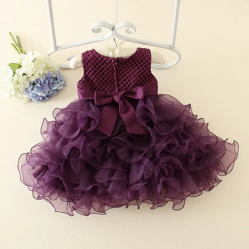 0-4Year Layered Pink Baby Girl Dress Princess Purple Mini Girl Vestido  Party Little Girls Clothing for 1 2 3 Years Old 194035