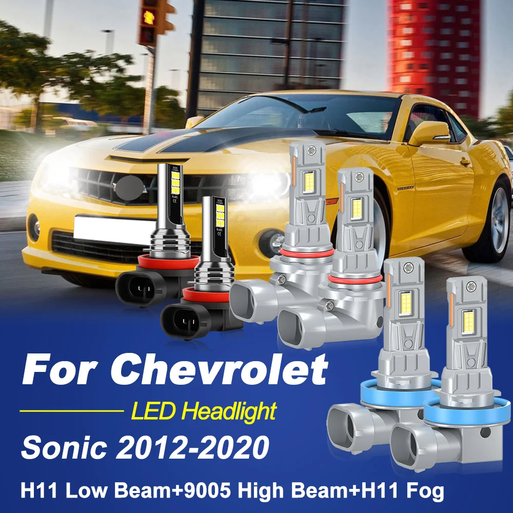 

Canbus Car LED High Low Beam Headlight Fog Light 6000K White Super Bright For Chevrolet Sonic 2012-2018 2019 2020 Headlamp Bulb