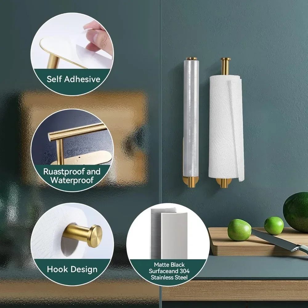 TOP Selling Bathroom Kitchen Non Perforated Wall Mounted Stainless Steel Tissue Holder, Tissue Roll Self-adhesive Toilet Storage