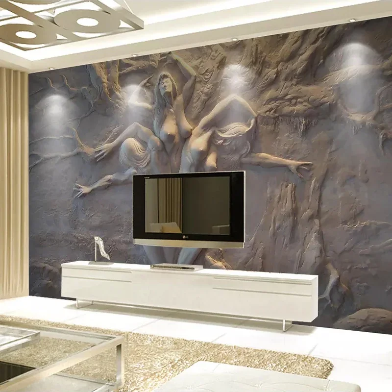 Papier peint européen en relief stéréoscopique 3D, décoration d\'interieur