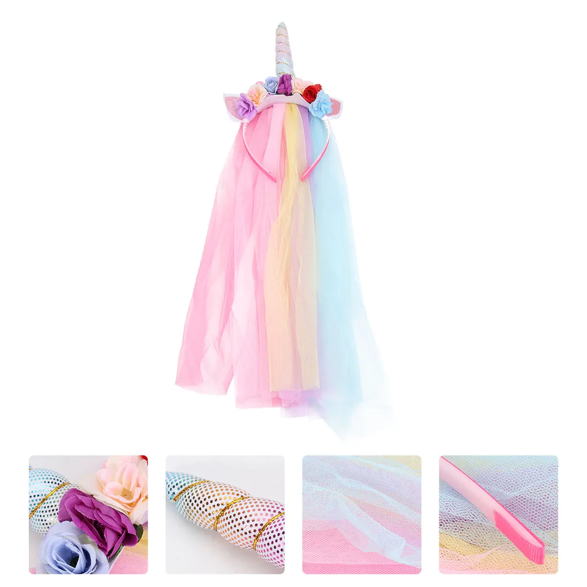 

Unicorn Headb Mesh Hair Accessories for Girls Kids Toddler White Christmas Party Decorative Hoop Hairstyle Accessory Creative