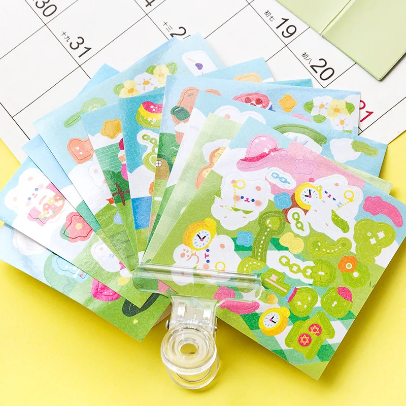 10 Sheets Creative Cartoon Cute Animal Stickers for Scrapbooking DIY Decorative Material Collage Journaling