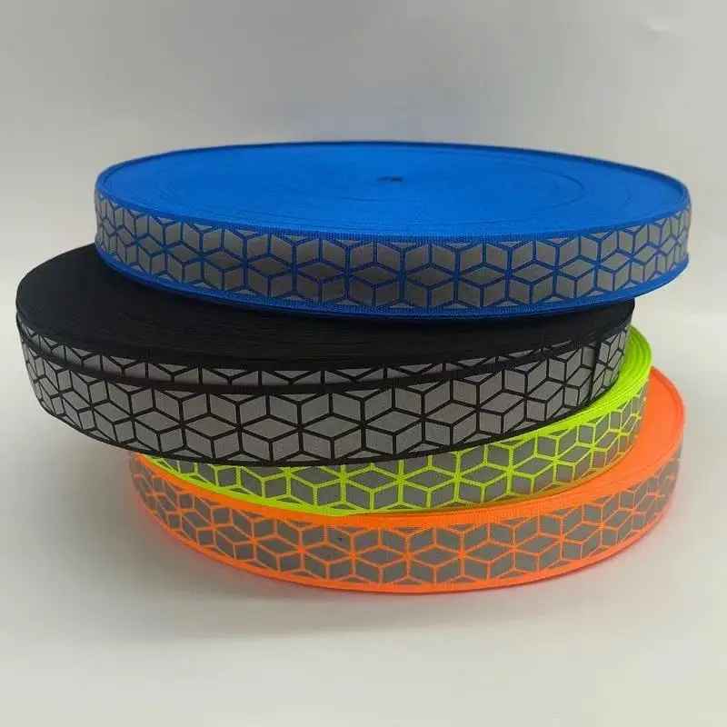 2.5CM Fluorescent Reflective Fabric Tape High Brightness Backpack Clothes Night Traffic Warning Tape Sewing Strip for Safety
