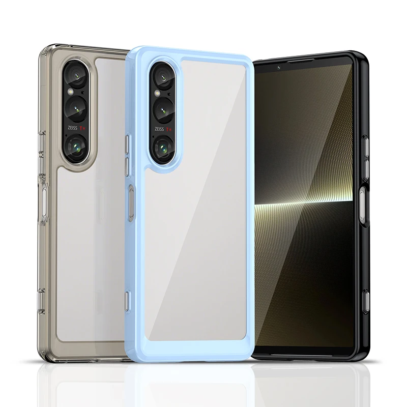 For Sony Xperia 1 VI Case Transparent Clear PC+TPU Case Soft Edge Anti-Fingerprint Back Cover for Xperia 10 VI