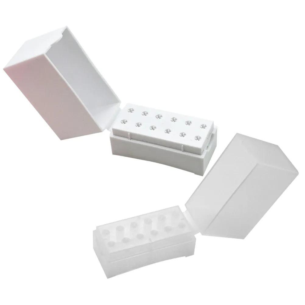

2Pcs Manicure Drill Bit Case Premium No Odor Plastic Nail Grinding Head Storage Box with Fixed Slots for Neat Organization Nail