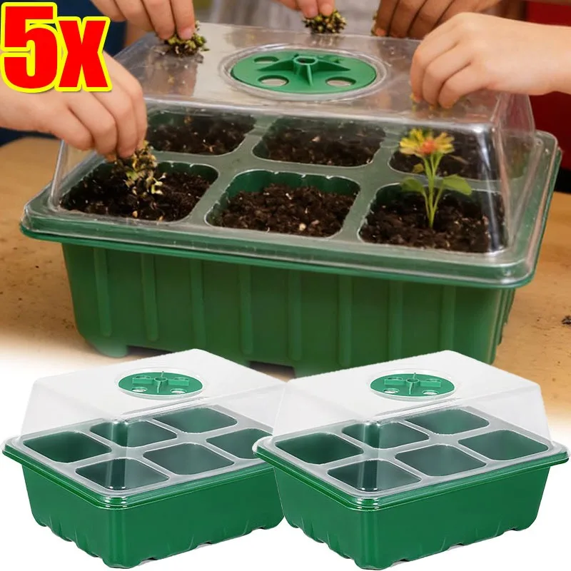 

Многофункциональный горшок для рассады на 6 ячеек с прозрачной крышкой для увлажнения овощей, цветов, домашнего садоводства, балконных растений