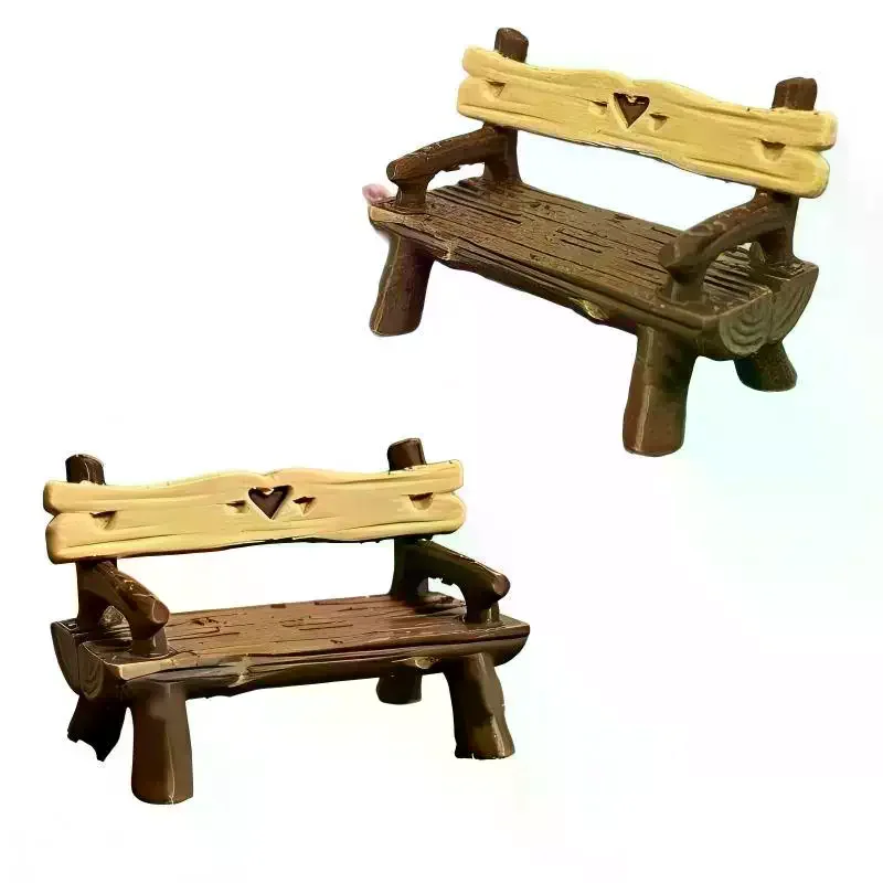 2Pcs 1/12 Miniature Bench Dollhouse Furniture Mini Park Chair Fairy Garden Ornament Micro Landscape Decor DIY Craft Accessories