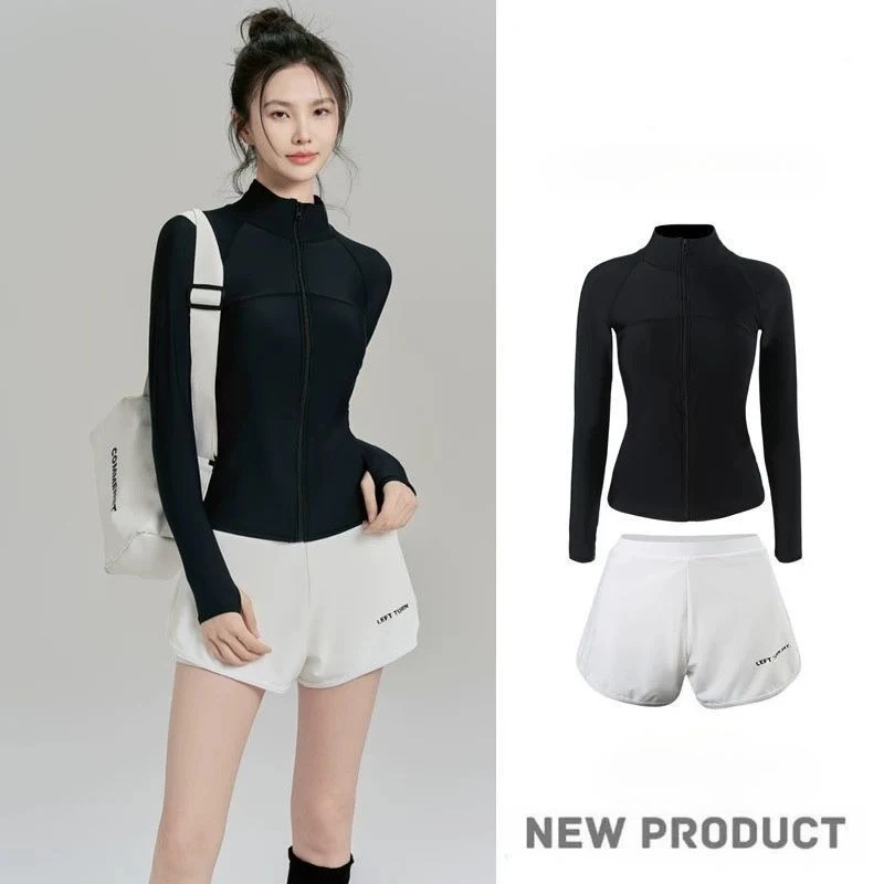 

Women's Fitness Suit, Tight Fitting Casual Zipper Outerwear, Quick Drying Long Sleeved Yoga Running Sweatshirt