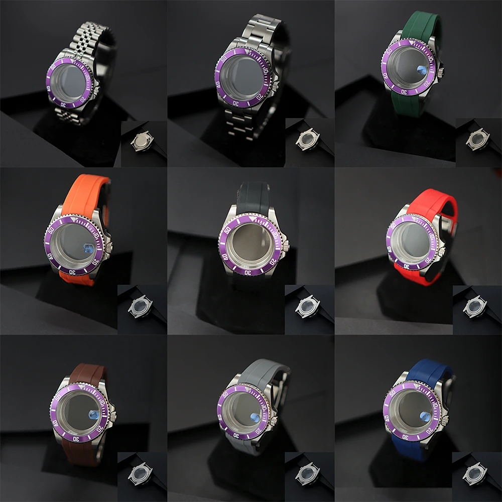40mm nh35 caso relógio masculino nh35 movimento de aço inoxidável vidro safira nh35 relógio dail c3 luminoso discagem personalizável