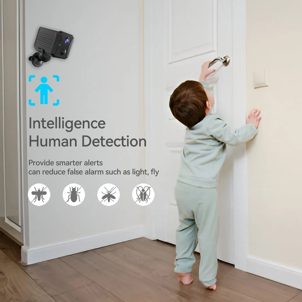 UBox 5MP HD Mini WiFi Indoor Security Camera, 2400mAh Battery, PIR Human Detection, 2-Way Talk, Night Vision, Cloud/SD Storage