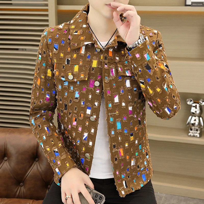 Autumn Men's Lapel New Retro High Street Jacket trend all-match Coat Streetwear Spring Men Fashion jacket