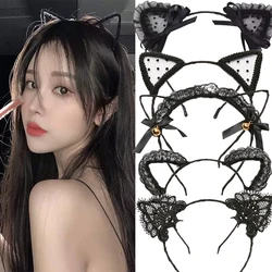 New Cosplay Black Lace Headband for Women Girls Cat Ears Party Hairbands Sexy Head Bands Lady Fashion Hair Accessories