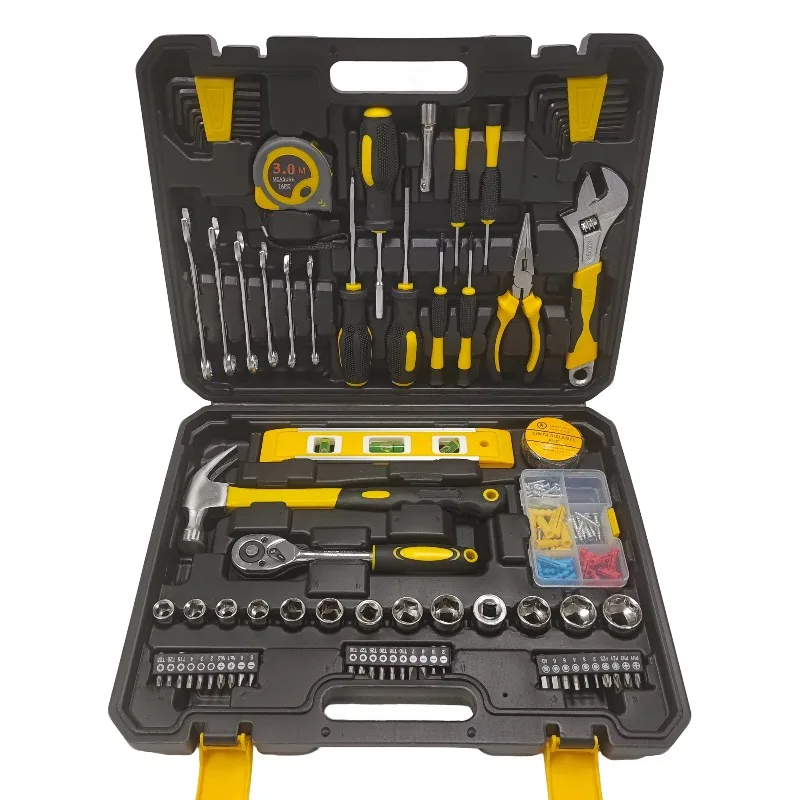 Home Hand Tool Set Multi-Function Auto Repair Gift Hard Case Carbon Steel OEM Pickaxe Screw Driver  Maintenance