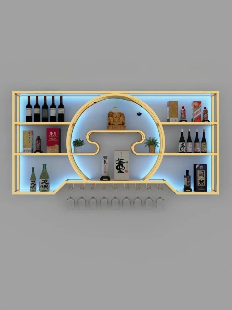 red wine shelf grape Baijiu cabinet wall-mounted shelf bar wrought iron display stand