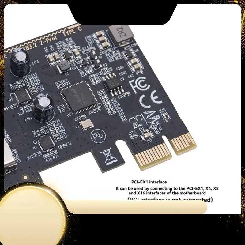 

PCIE To PCI-E USB 3.2 GEN1 5Gbps Dual Type-C Expansion Card Riser Adapter With ASM1042 Chip For Win10/8/7