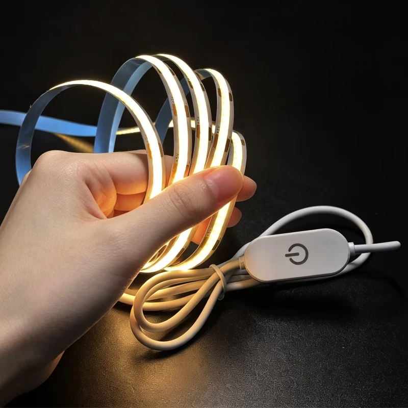 Ultra-Thin COB LED Light Strip, USB Powered, Self-Adhesive And Cuttable Design, Dual Color Temperature in Daylight White